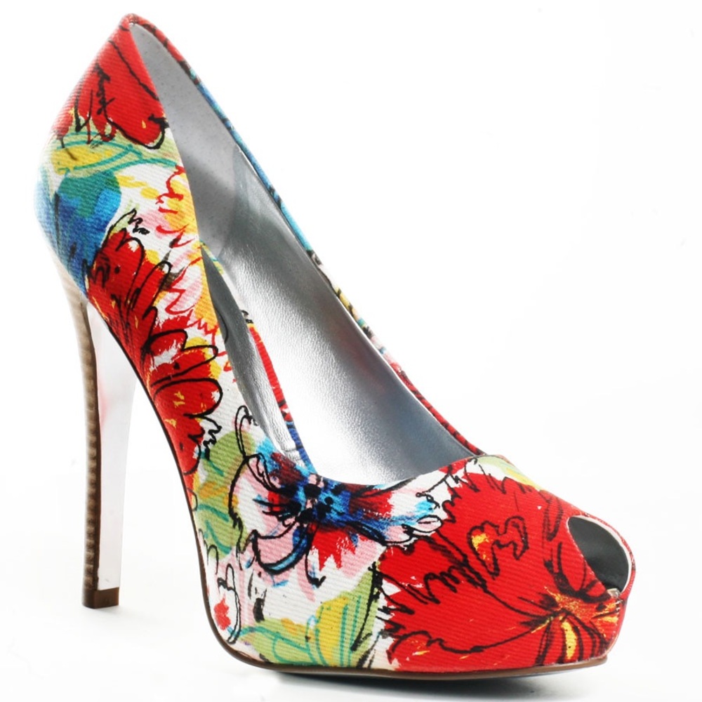 Jessica Simpson Heel, white multi floral 9.5